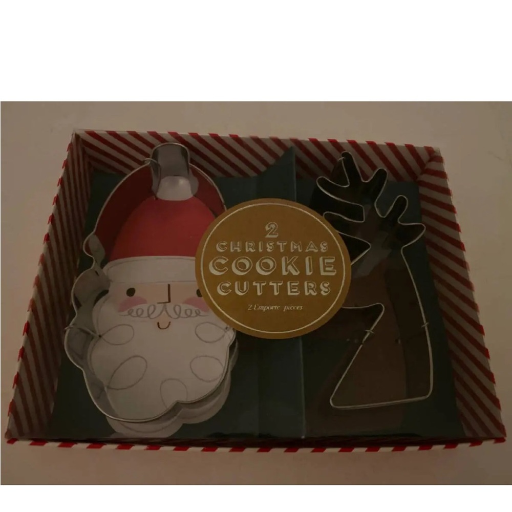 Christmas Meri Meri Santa & Reindeer Cookie Cutters Set 2 Metal NIB